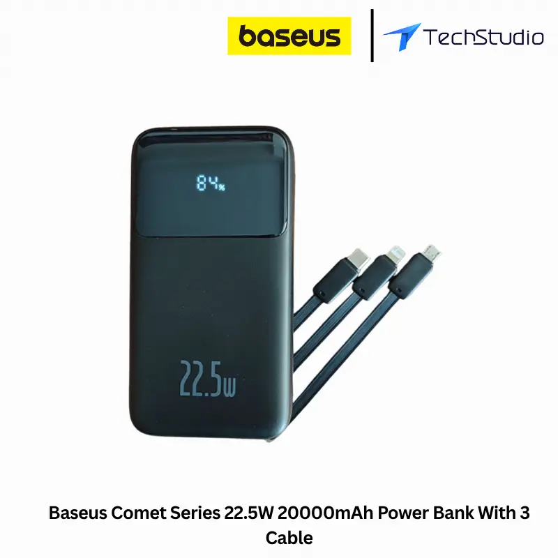 Baseus Comet Series 22.5W 20000mah Triple Cable Fast Charging Powerbank