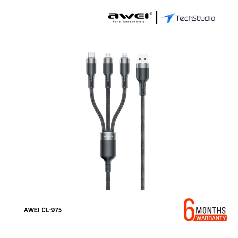 AWEI CL-975 USB-C / Lightning / Micro USB 3in1 Cable