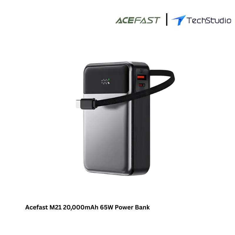 Acefast M21 20,000mAh 65W Power Bank with Attached Type-C Cable